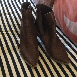 Brown snake ankle bootie